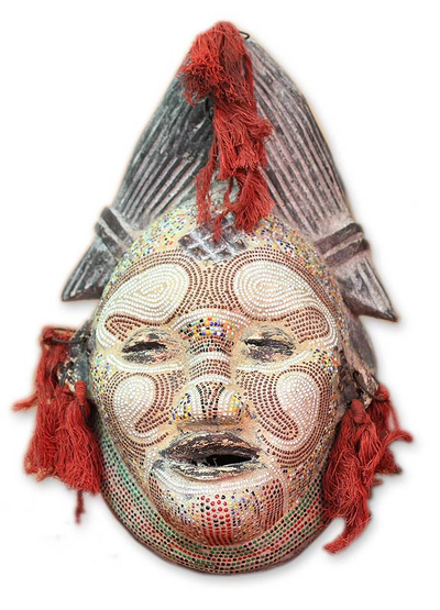 Kongolesische Afrika-Maske aus Holz - Handgefertigte kongolesische Holzmaske