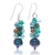 Cultured pearl beaded dangle earrings, 'Winter' - Blue-Green Gemstone Cluster Dangle Earrings thumbail