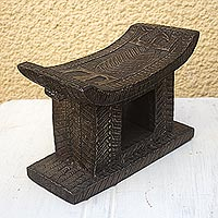 Wood throne stool, 'Young Woman'