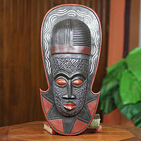 African mask, 'Akan Sandal Man' - Artisan Carved West African Mask