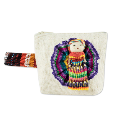 Handmade Cotton Coin Purse with Worry Doll