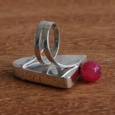 Quartz and ceramic cocktail ring, 'Rio Modern' - Handcrafted Quartz Ring