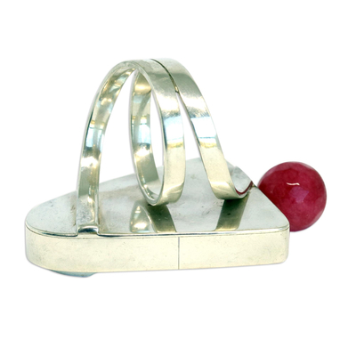 Quartz and ceramic cocktail ring, 'Rio Modern' - Handcrafted Quartz Ring