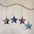 Batik wood ornaments, 'Bali Stars' (set of 4) - Four Batik Wood Star Ornaments by Balinese Artisans (image 2) thumbail