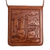 Schultertasche aus Leder - Handgefertigte Umhängetasche aus braunem Leder mit geprägtem Andenmotiv
