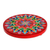 Decoupage wood trivet, 'Traditional Colors in Red' - Decoupage Wood Trivet in Red from Costa Rica