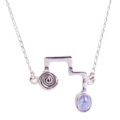 Labradorite pendant necklace, 'Light of Energy' - Sterling Silver Necklace with Modern Labradorite Pendant