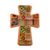 Decoupage wall cross, 'Puebla Heritage' - Handcrafted Decoupage Wall Cross with Puebla Tile Motifs