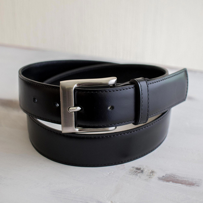 Mens leather belt, Subtle Elegance in Black