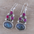 Labradorite and agate dangle earrings, 'Evening Glamour' - Labradorite and Agate Dangle Earrings from India