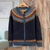 100% alpaca cardigan sweater, 'Blue Andean Nordic' - 100% Alpaca Yoke Cardigan Sweater with Buttons From Peru thumbail