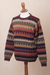Men's 100% alpaca pullover, 'Autumnal Andes' - Men's Striped 100% Alpaca Pullover Sweater from Peru (image 2c) thumbail