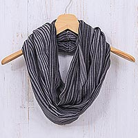 Cotton infinity scarf, 'Smoke'