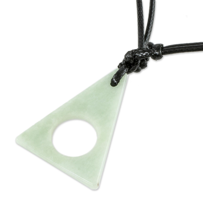 Unisex jade pendant necklace, 'Identity in Light Green' - Guatemalan Light Green Jade Pendant Necklace