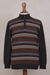 Men's 100% alpaca sweater, 'Archeology' - Men's Multi-colour Striped 100% Alpaca Pullover Sweater