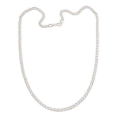 Collar de cadena de plata esterlina - Collar de cadena de eslabones cubanos de plata esterlina de Bali