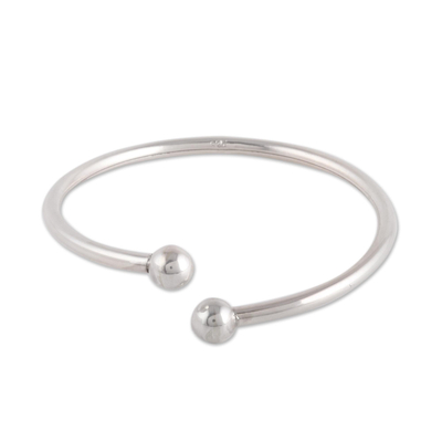 Sterling silver cuff bracelet, 'Elegant Charm' - Simple Sterling Silver Cuff Bracelet from India