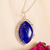 Lapis lazuli pendant necklace, 'Wintry Gaze' - Lapis Lazuli and Taxco Silver Pendant Necklace from Mexico