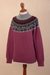 100% alpaca sweater, 'Mountain Snowflakes in Rose' - Turtleneck Sweater in 100% Alpaca (image 2d) thumbail
