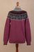 100% alpaca sweater, 'Mountain Snowflakes in Rose' - Turtleneck Sweater in 100% Alpaca (image 2e) thumbail