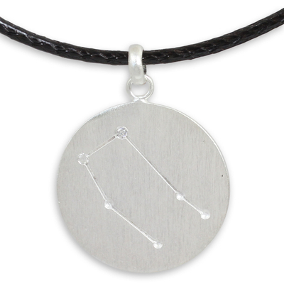 White topaz pendant necklace, 'Constellation: Gemini' - Gemini Zodiac Pendant Necklace in Sterling Silver and Topaz