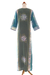 Batik rayon maxi dress, 'Vintage Teal Batik' - Hand-Printed Batik Rayon Maxi Dress
