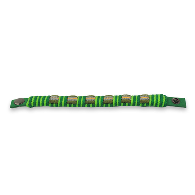 Men's wristband bracelet, 'Kente Green' - Men's Hand Crafted Cord Wristband Bracelet in Green