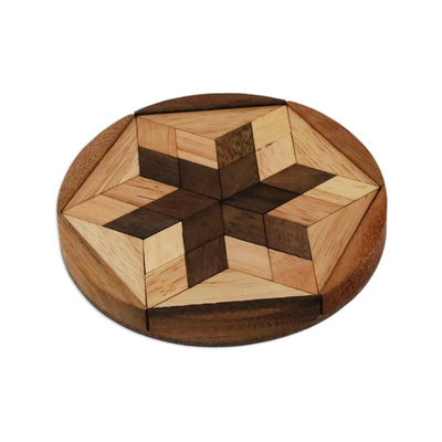 Holzpuzzle - Sternförmiges Holzpuzzlespiel aus Thailand