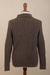 Men's 100% alpaca pullover sweater, 'Woodland Walk in Mushroom' - Brown Men's 100% Alpaca Sweater (image 2e) thumbail