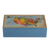 Caja decorativa de madera y vidrio pintado al revés - Caja decorativa mapa de EE.UU. UU. de vidrio pintado al revés de madera azul claro