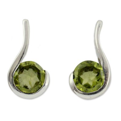 Peridot drop earrings, 'Lime Droplet' - Women's Peridot Jewelry from India