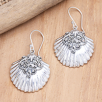 Sterling silver dangle earrings, 'Seashore Treasure' - Artisan Crafted Sterling Silver Dangle Earrings