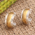 Gold accented half-hoop earrings, 'Golden Middle' - Handmade Gold Accented Sterling Silver Half-Hoop Earrings (image 2) thumbail