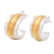Gold accented half-hoop earrings, 'Golden Middle' - Handmade Gold Accented Sterling Silver Half-Hoop Earrings thumbail