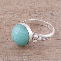 Amazonite cocktail ring, 'Sky Blue Dome' - Amazonite and Sterling Silver Cocktail Ring from Peru