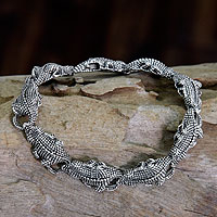 Men's sterling silver link bracelet, 'Tropical Crocodile' - Men's Sterling Silver Link Bracelet