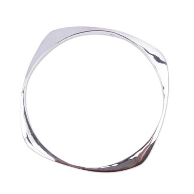 Sterling silver bangle bracelet, 'Sleek Geometry' - Contemporary Sterling Silver Bangle Bracelet from Taxco
