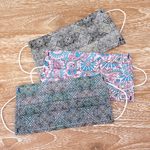 Cotton face masks, 'Batik Inspiration' (set of 3) - Set of 3 Single Layer Cotton Print Elastic Loop Face Masks