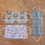 Cotton face masks, 'Batik Inspiration' (set of 3) - Set of 3 Single Layer Cotton Print Elastic Loop Face Masks