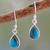 Sterling silver dangle earrings, 'Beautiful Blue Goddess' - Composite Turquoise on Sterling Silver Earrings (image 2) thumbail