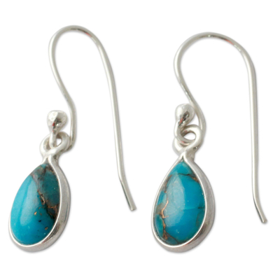 Sterling silver dangle earrings, 'Beautiful Blue Goddess' - Composite Turquoise on Sterling Silver Earrings