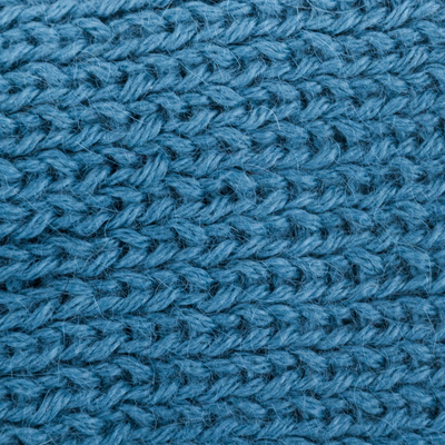 100% alpaca ear warmer, 'Blue Twist' - Blue 100% Alpaca Ear Warmer Knitted in Peru