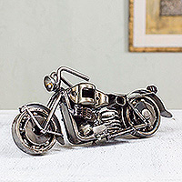 Auto part statuette, 'Rustic Standard Motorbike' - Handcrafted Rustic Sculpture of Recycled Auto Parts