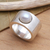 Cultured pearl band ring, 'Simplicity' - Handmade Sterling Silver and Pearl Band Ring (image 2) thumbail