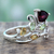 Multigemstone flower ring, 'Rosebud Glory' - Multigemstone Flower Ring Crafted with Sterling Silver