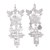 Sterling silver chandelier earrings, 'Faith and Nature' - Sterling Silver Dove Flower and Cross Chandelier Earrings