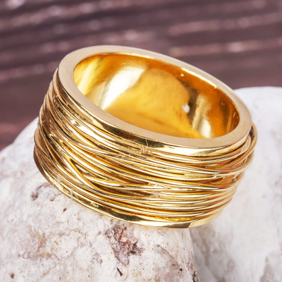 24k gold-plated band ring, Golden Threads