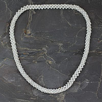Rainbow moonstone beaded long necklace, 'Love Song' - Rainbow Moonstone Beaded Long Necklace