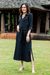 Cotton shirtwaist dress, 'Street Smarts in Black' - Black Belted Cotton Shirtwaist Dress from Thailand (image 2b) thumbail