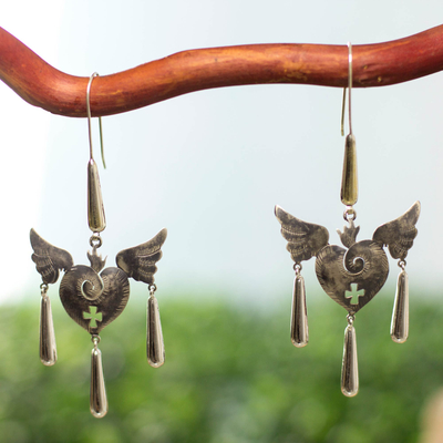 Sterling silver heart earrings, 'Medieval Hearts' - Fair Trade jewellery Handmade Sterling Silver Earrings
